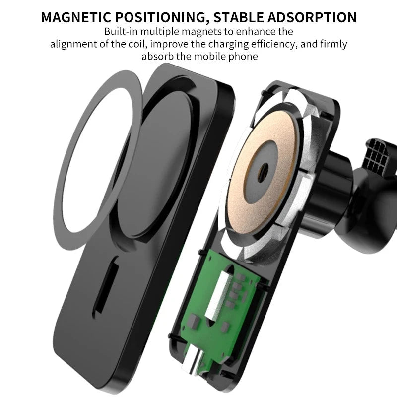 Magnetic Wireless Car Phone Charger – Fast Qi Certified Mount Tidesmit