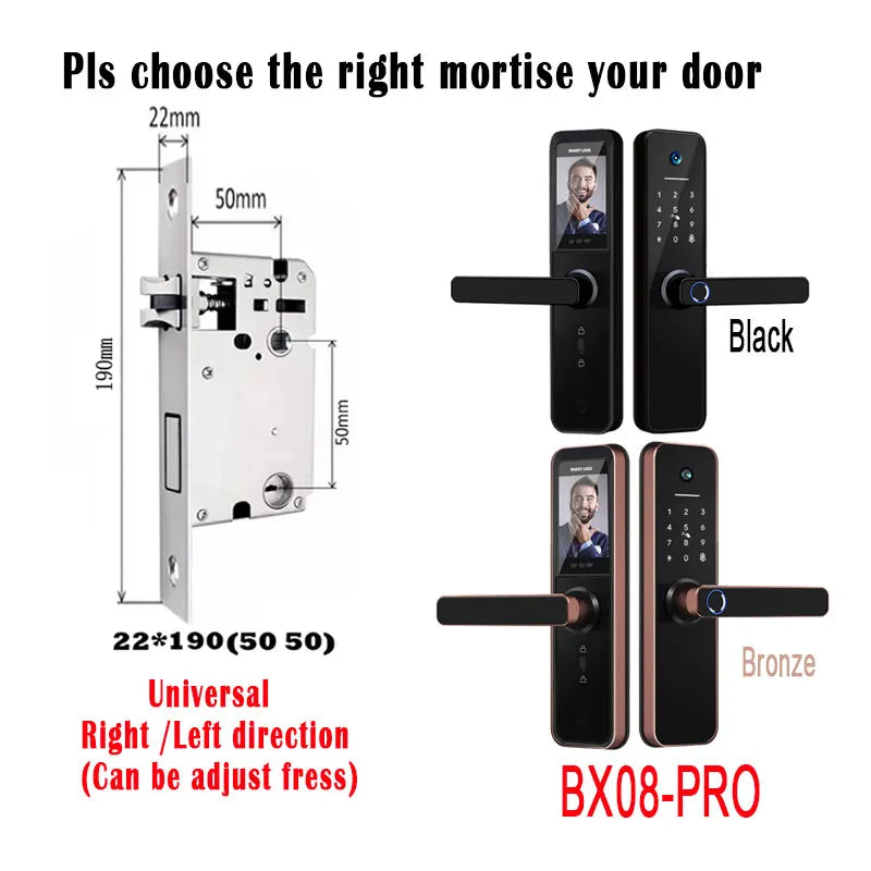 Tuya visual Wifi Digital Electronic Smart Fingerprint Door Lock With Biometric Camera intelligence Card Password Key Unlock