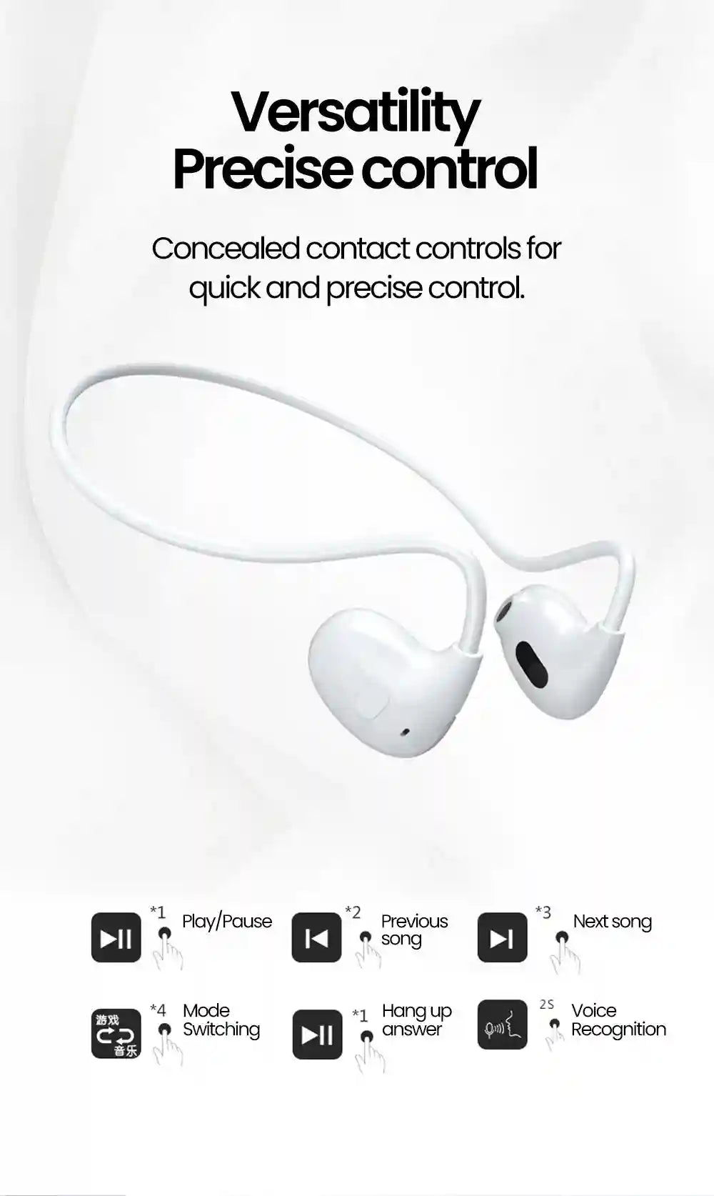 Air Conduction Wireless Sports Headphones - Open Ear Bluetooth Headset Tidesmit