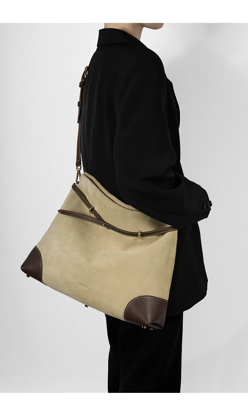 2026 ﻿Genuine Suede Women's Bag Large Capacity Crossbody Underarm Tote for Commuting Multi-functional BAFELLI Hobo Bag
