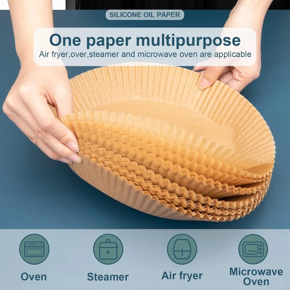 50-500Pcs Disposable Air Fryer Paper Oven Paper Nonstick Air Fryer Baking Paper Round Square Air Fryer Paper Kitchen Accessory