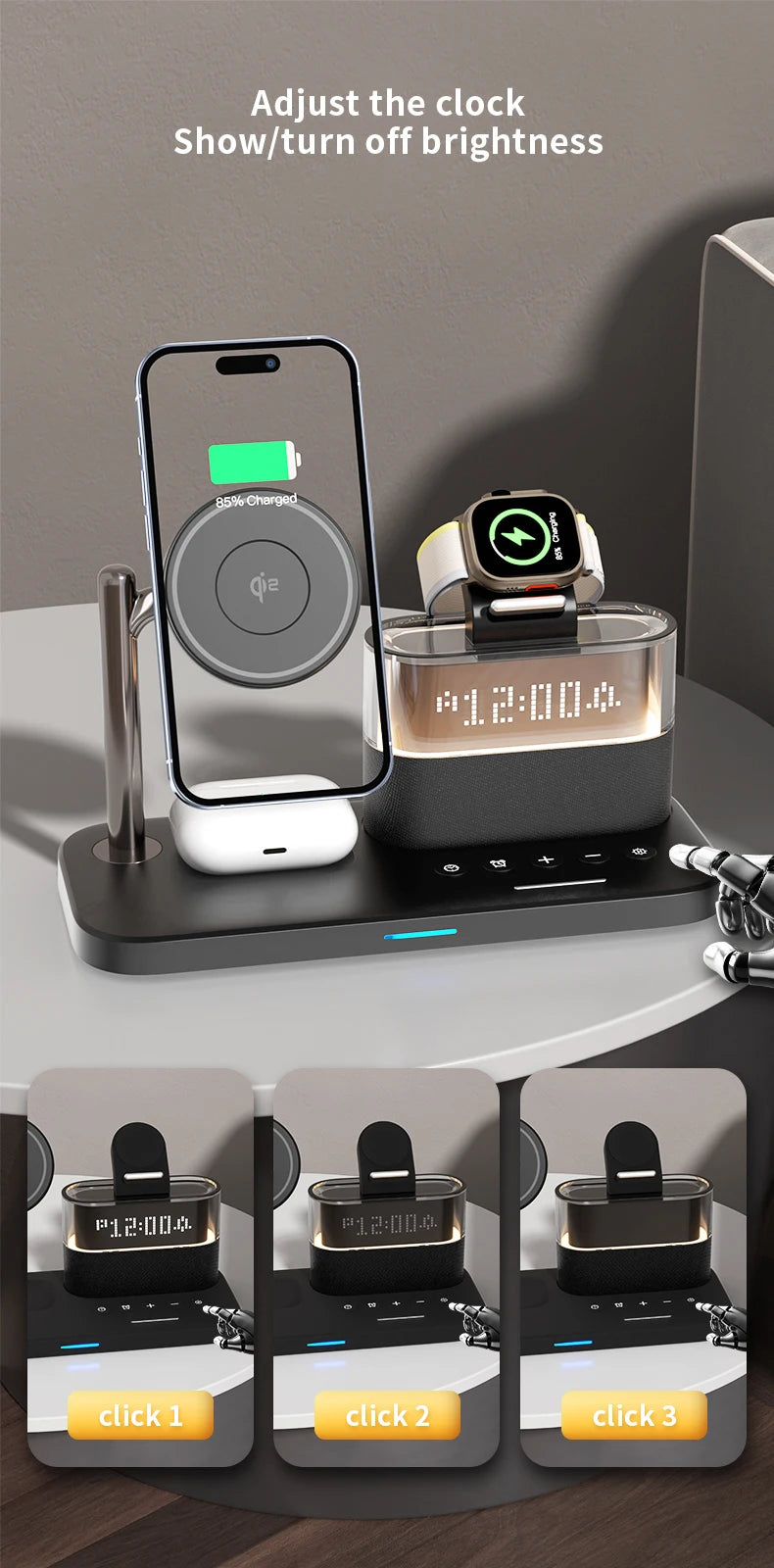 Tidesmit 3-in-1 Qi2 Wireless Charging Station for MagSafe Devices Tidesmit