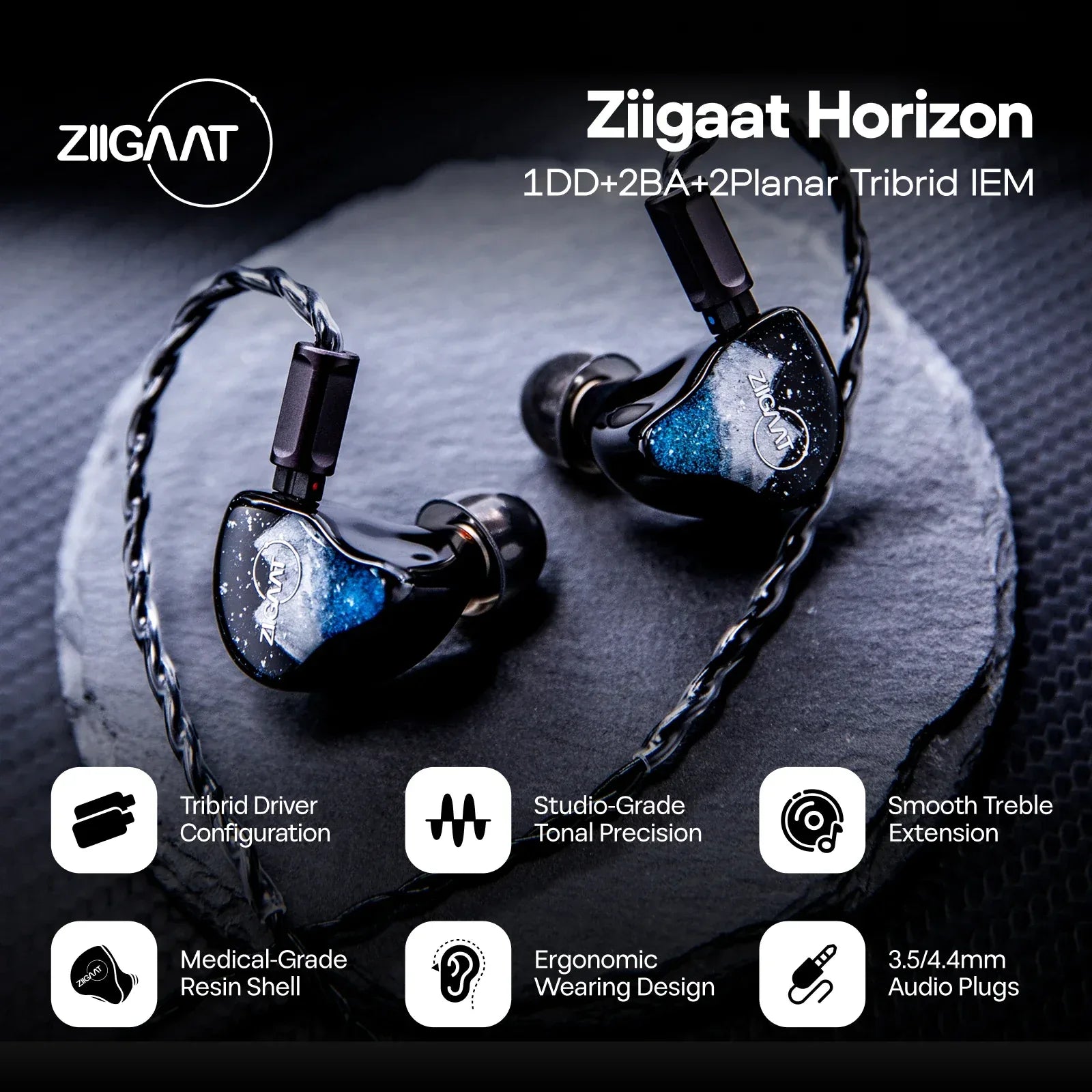 ZiiGaat Horizon Hybrid 5-Driver IEM Earphones by Tidesmit Tidesmit