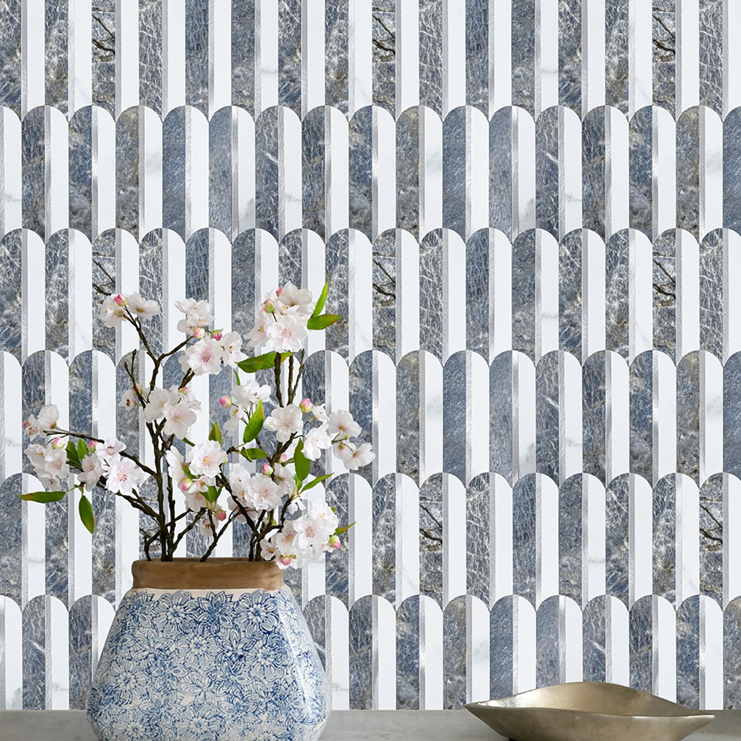Peel and Stick Backsplash Feather Tile, Self Adhesive PVC Mix Metal Stick on Backsplash Wall Tile for Kitchen,Bathroom