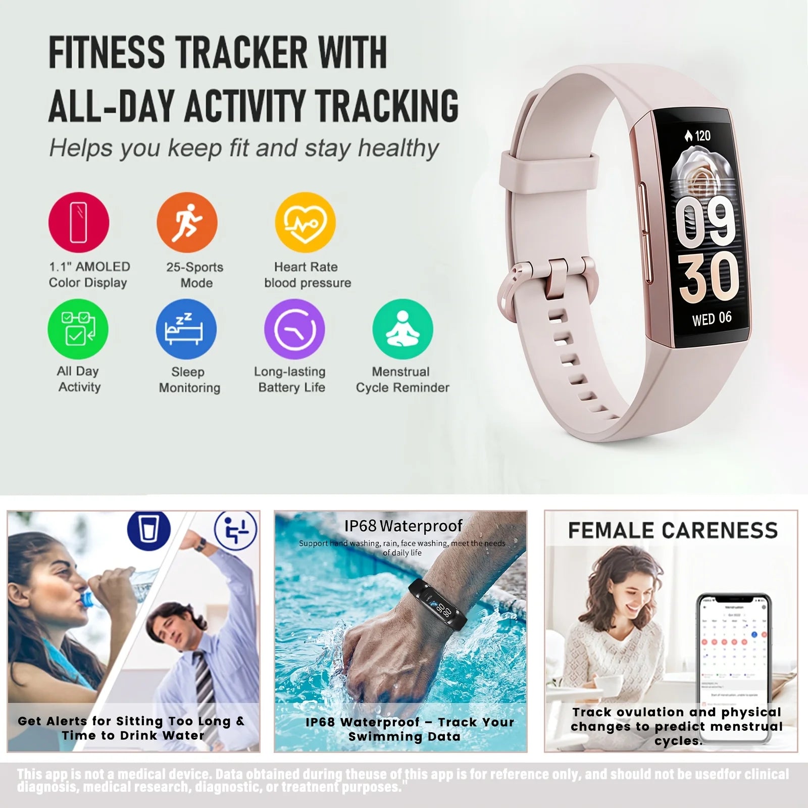 C81 Fitness Band, 1.1-inch AMOLED display smartwatch, IP68 water-resistant pedometer, suitable for both men and women.