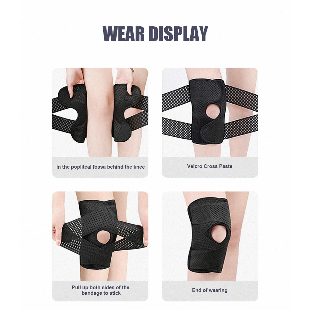 1PC Compression Knee Brace Support, Knee Wrap with Side Stabilizers for Knee Pain, Running, Meniscus Tear, ACL, Arthritis Relief