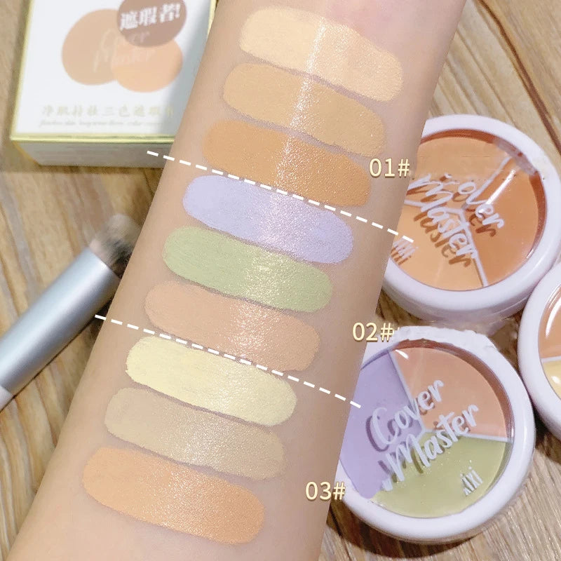 Tidesmit 3 color concealer palette texture detail for dark circles and green contouring coverage