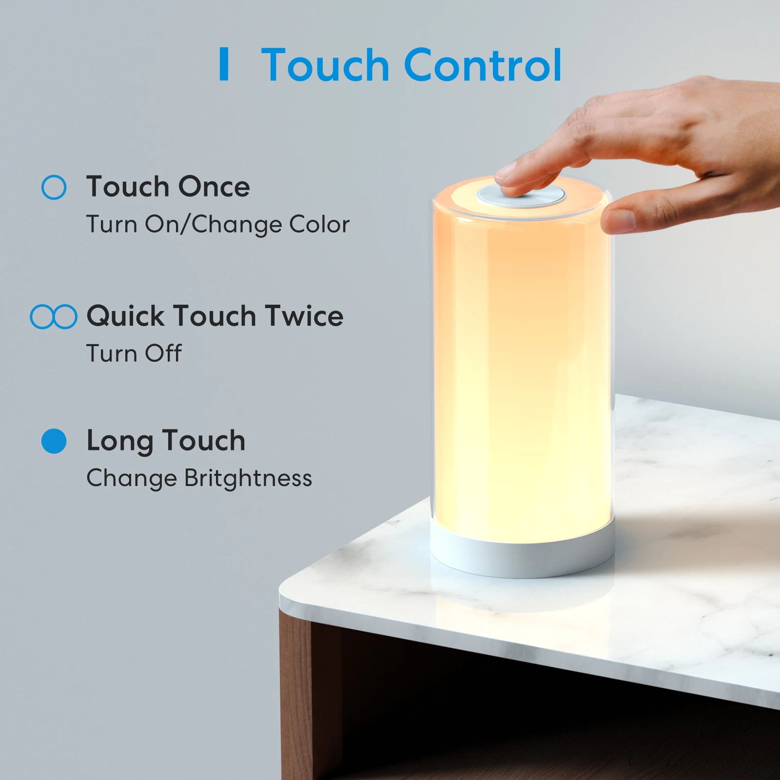 Meross Smart WiFi Table Lamp US/EU/UK/AU Touch Sensor Dimmable Bedside Light Support HomeKit Alexa Google Assistant SmartThings
