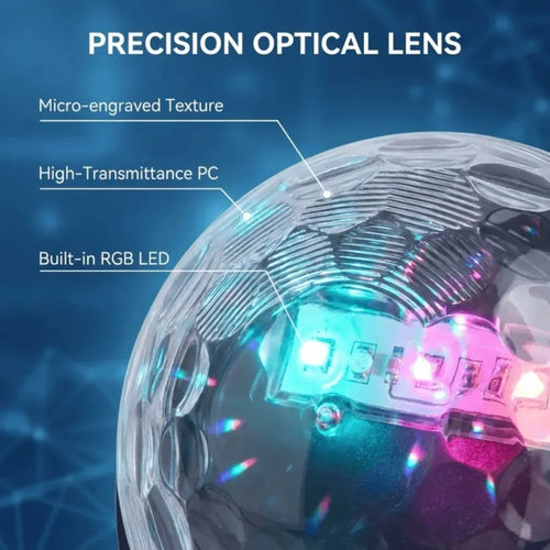 Solar RGB LED light with clear precision lens and multicolor reflections