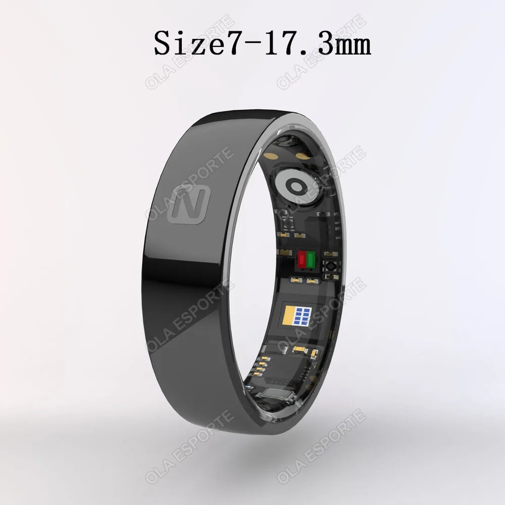 Smart Health Ring - Waterproof Fitness Tracker with Biometric Sensor Black 7 Tidesmit