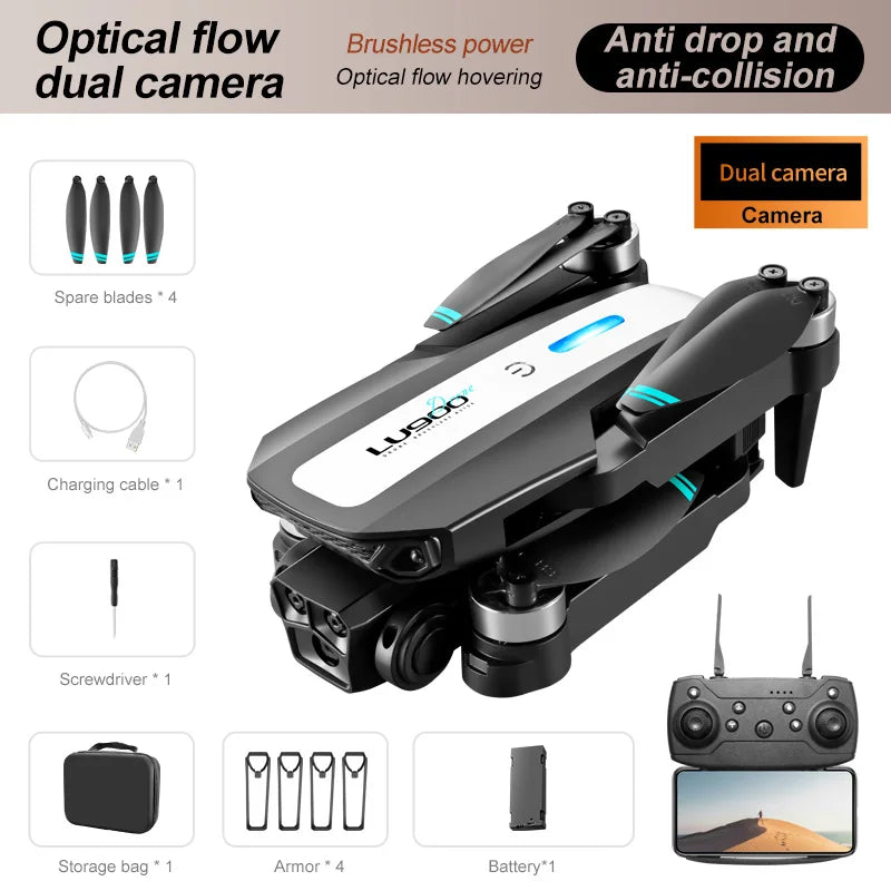 8K GPS Drone with Triple Camera - Obstacle Avoidance & Foldable Design LU900-Gray Tidesmit