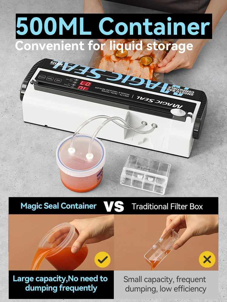 Vacuum Packaging Machine for Food Plastic Bags Sealer Sealing Machine Mylar Bags Kitchen Packer Automatic Manual Modes Home Appl