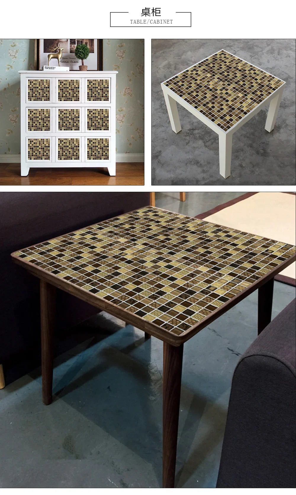 10pcs/set 10/15/20/30cm Flat Marble Mosaic Hard Tiles Wall Sticker Kitchen Bathroom Floor Diagonal Decor Wallpaper PVC Art Mural