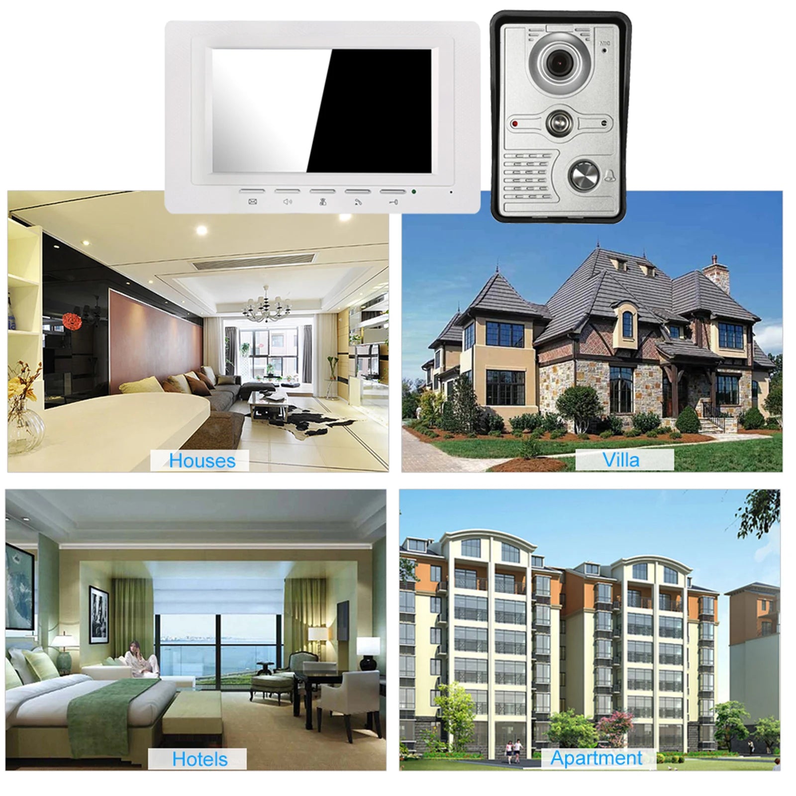 IR-CUT Outdoor Camera 7 inch Wired Video Doorbell Indoor Monitor Visual Intercom Two-way Audio Remote Unlock Video Door Phone