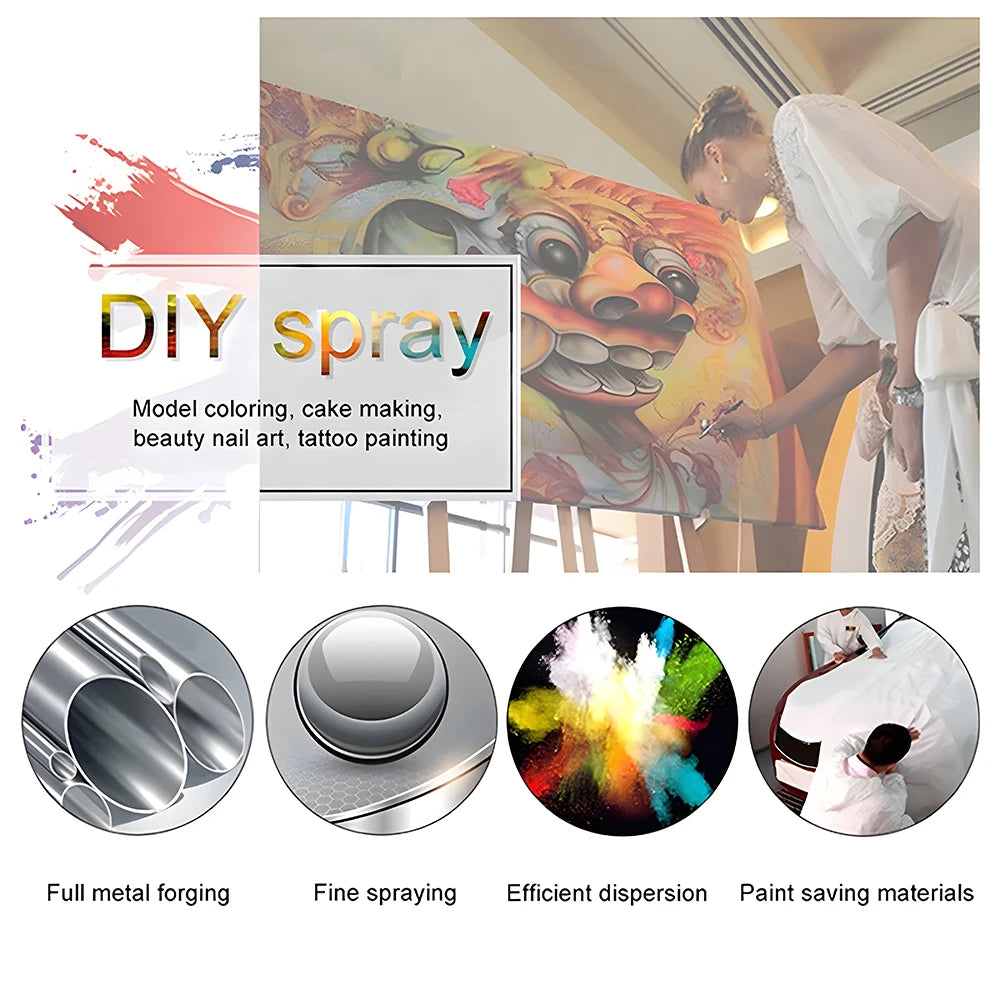 Podofo Dual Action Airbrush Kit Pneumatic Spray Gun for Nail Art Tattoo Painting Car Paint Spraying Tool
