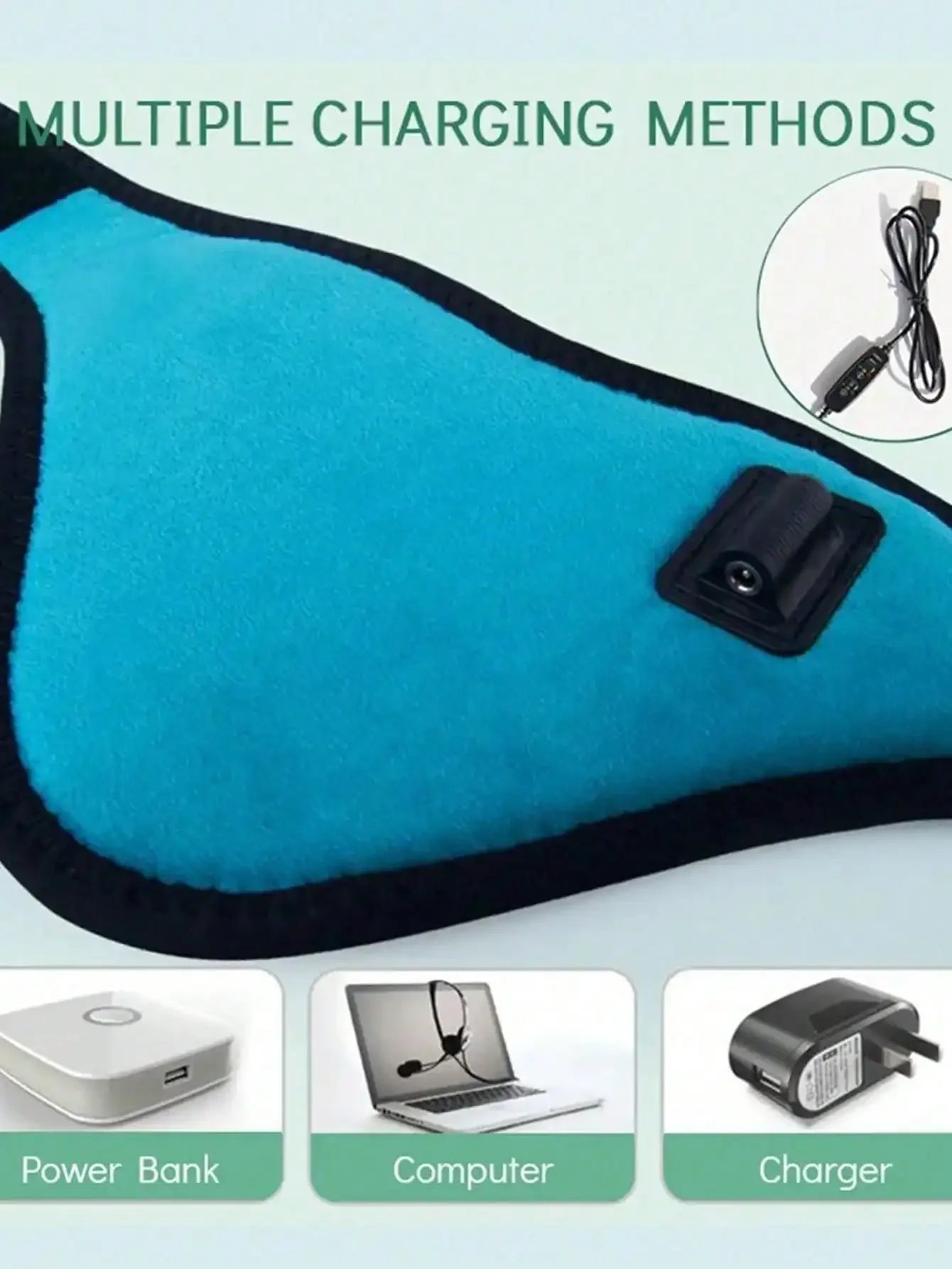 Heating Neck Brace USB Cervical Support - Adjustable Blue Relief Fascia Gun Tidesmit