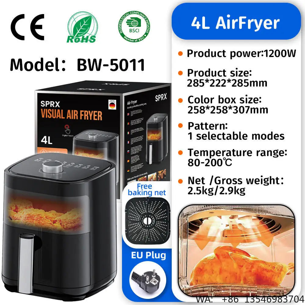 Commercial  Digital  High-quality Smart Electric Square Air Fryer Oven  Touchscreen Display Stainless Steel  for  Household