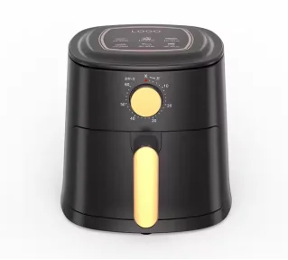 4L black air fryer with top controls and front handle, compact countertop