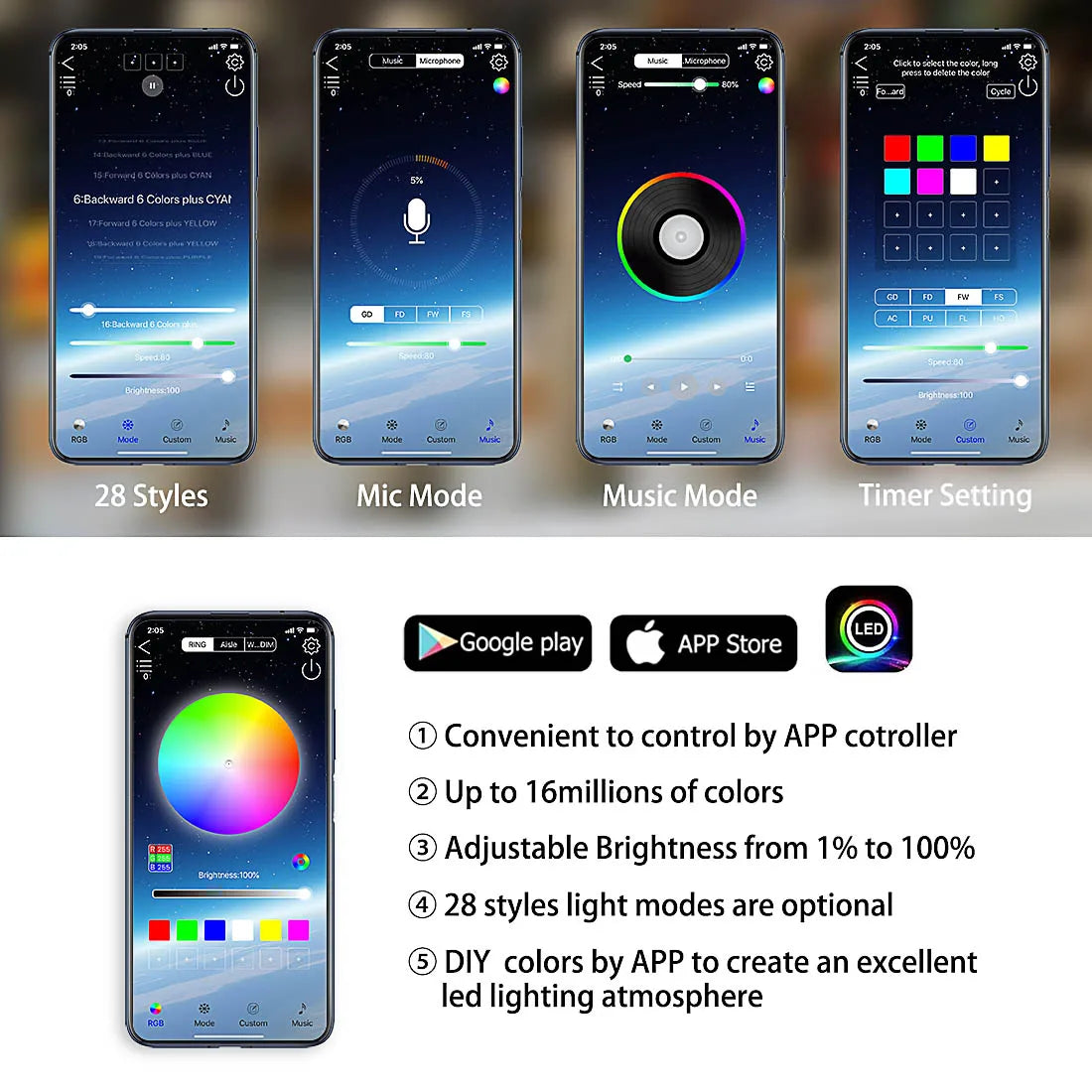 RGB LED Underglow Car Lights | App Controlled Flowing Neon Lighting Kit Tidesmit