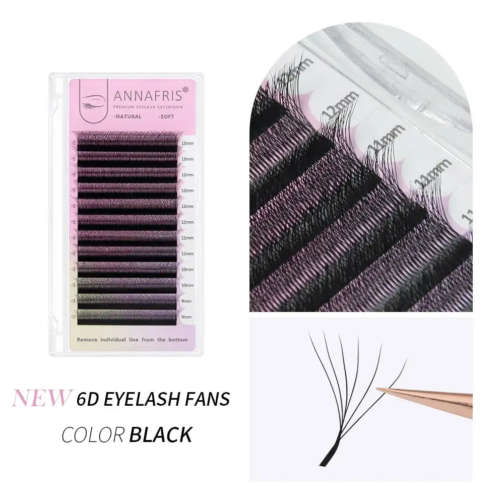 ANNAFRIS Premade Volume Fan YY 3D 4D 5D W-Shaped Lash Automatic Flowering W Lashes Extension Natural Soft Full Dense Mink Lash False Eyelashes Black 6D Eyelash Tidesmit