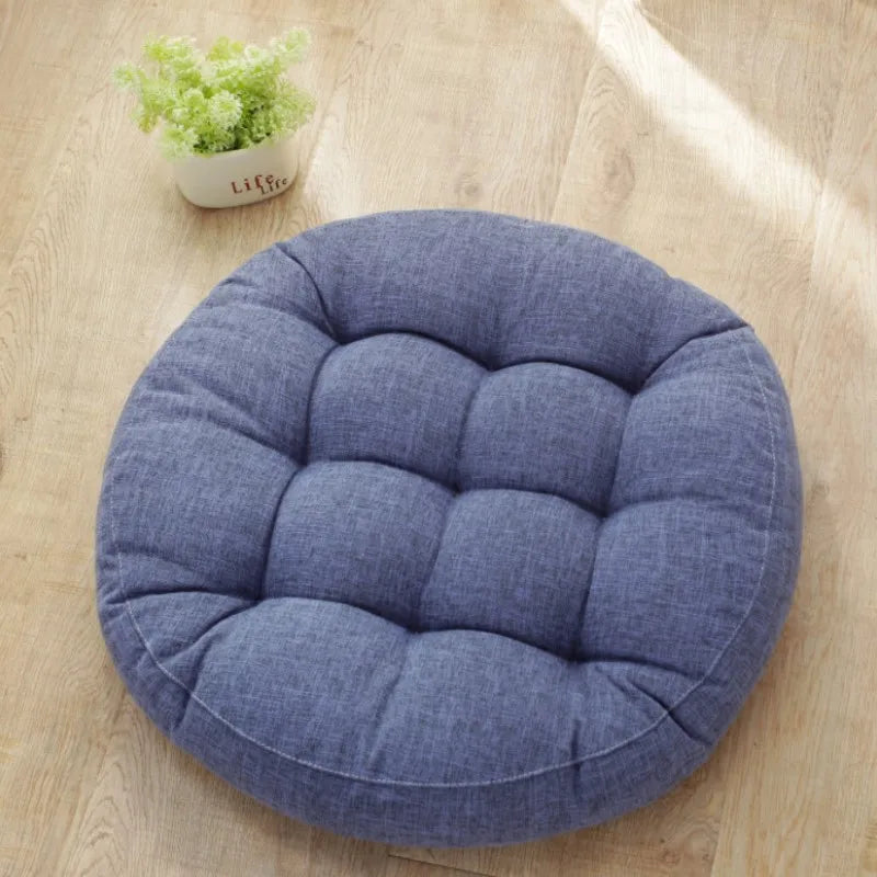 Thick Tufted Seat Cushion Natural Linen Round Floor Pillow Seating Cushion Home Décor Pouf for Meditation Yoga For Adult Kid Pad