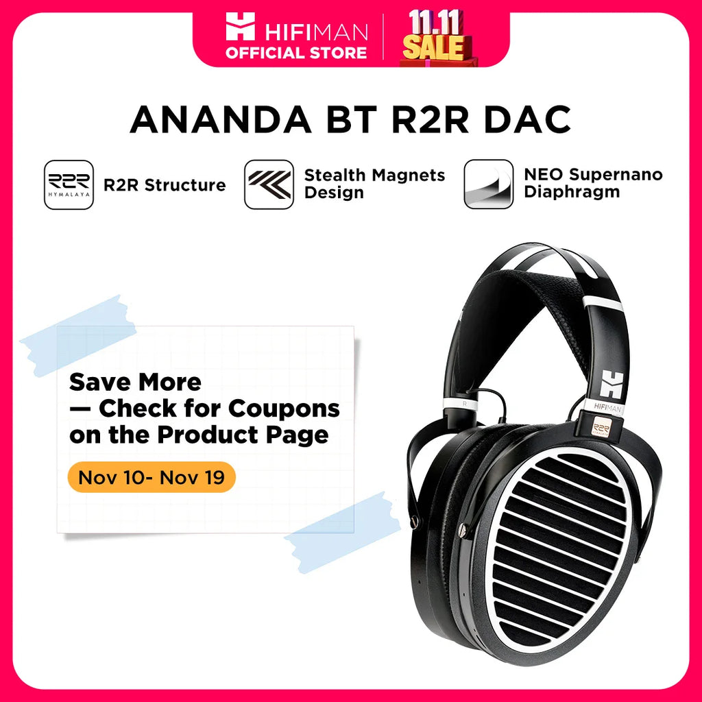 Hifiman Ananda BT Wireless Headphones with Stealth Magnets - Black black Tidesmit