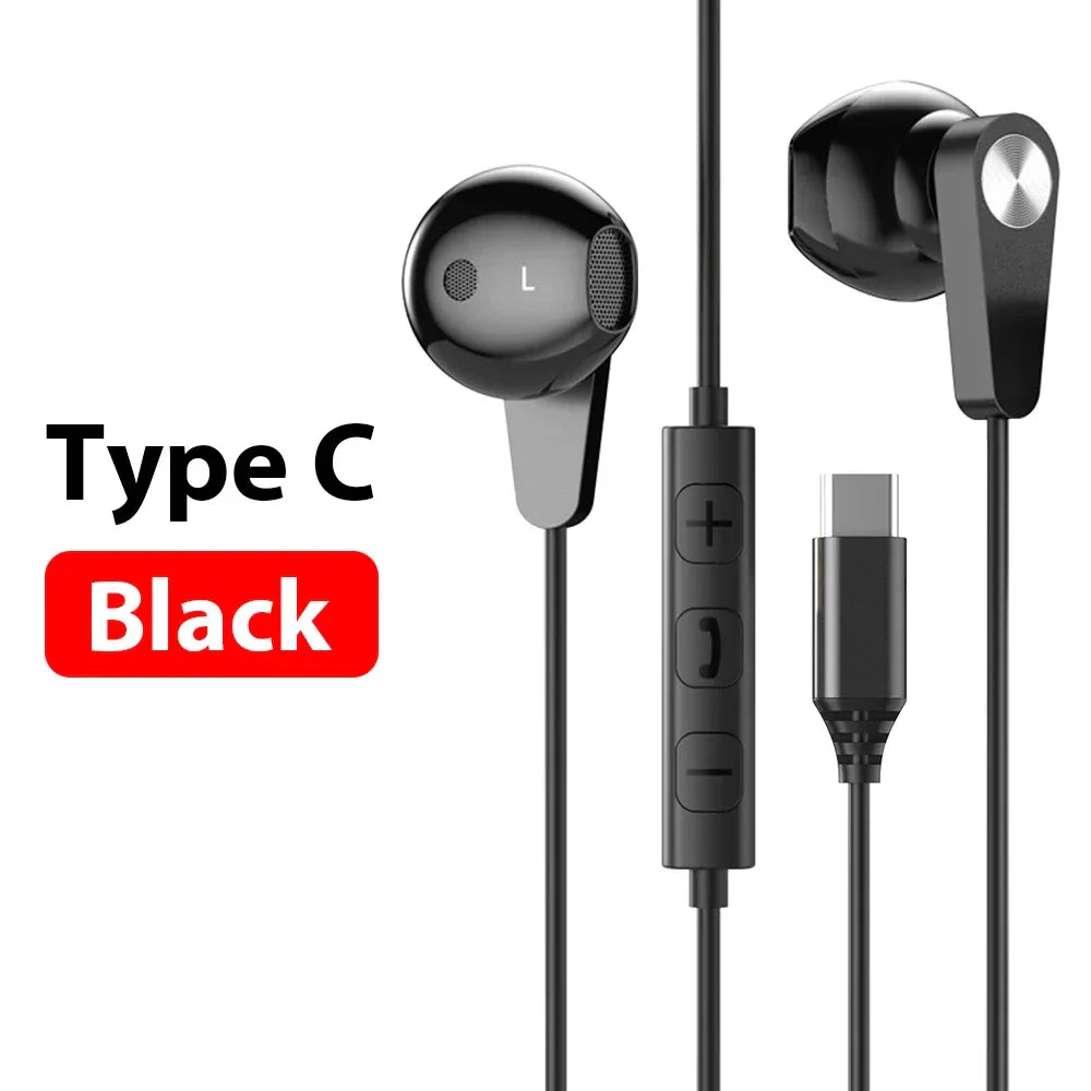 Wired USB-C Earbuds with Mic Noise Isolating HiFi Audio Tidesmit Type C Black Tidesmit