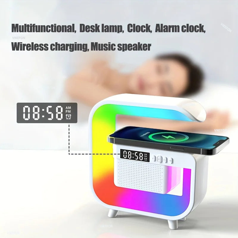 Wireless Charger Station with RGB Light and Portable Bluetooth Speaker Tidesmit
