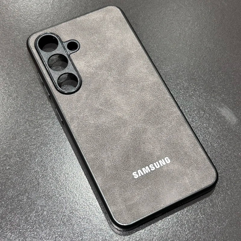 Sheepskin Leather Case for Samsung - Soft Lambskin Slim Fit Protection Light Gray Tidesmit