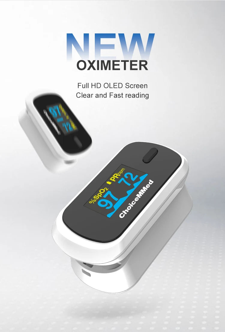 ChoiceMMed Medical Finger Pulse Oximeter Blood Oxygen Saturation Meter Heart Rate Monitor Child Pulse Oxiometer OLED Oximetro