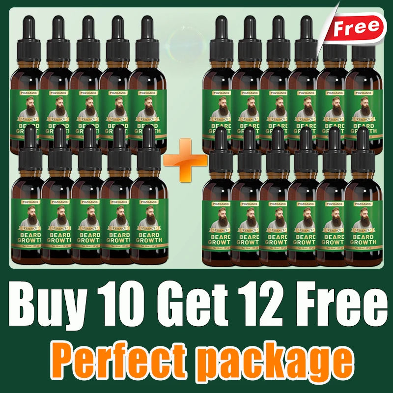Beard Growth Essence for Thicker Facial Hair - Natural Formula Relaxation Treatment Buy 10 Get 12 Free Tidesmit