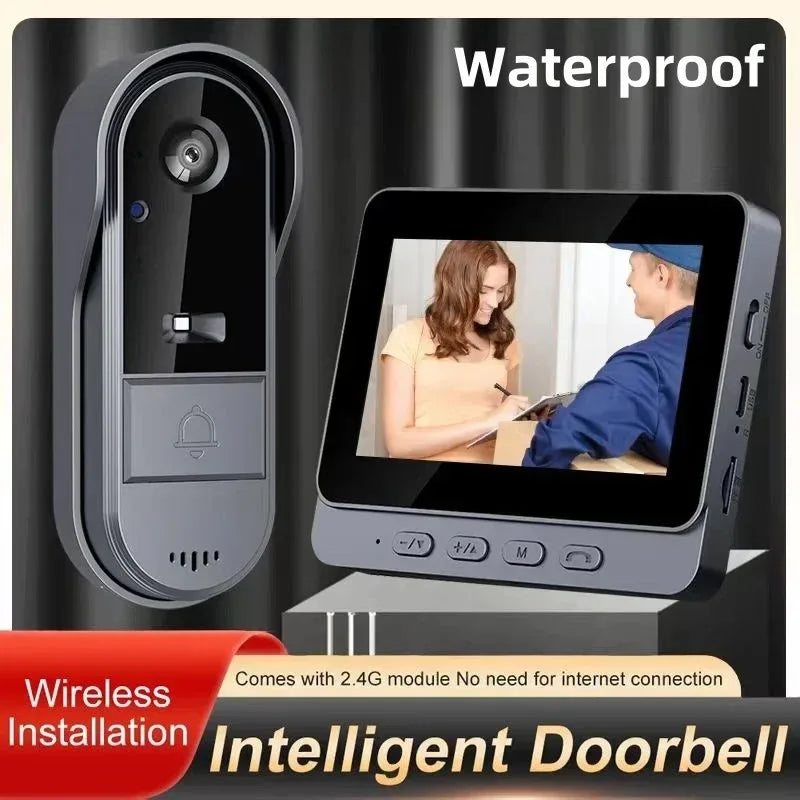 Wireless Wifi Doorbell Camera 1080P Video Intercom Doorbell Waterproof 4.3in IPS Screen Home Security Door Bell IR Night Vision