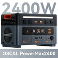 OSCAL PowerMax 2400 2400W Portable Power Station, 1872Wh LiFePO4 Battery, 15h Charging Time, 100W USB-C PD Output, 2400W (4800W Peak) Solar Generator, with HD Stereo Fastest Charging, Suitable for Home, Camping, Marine