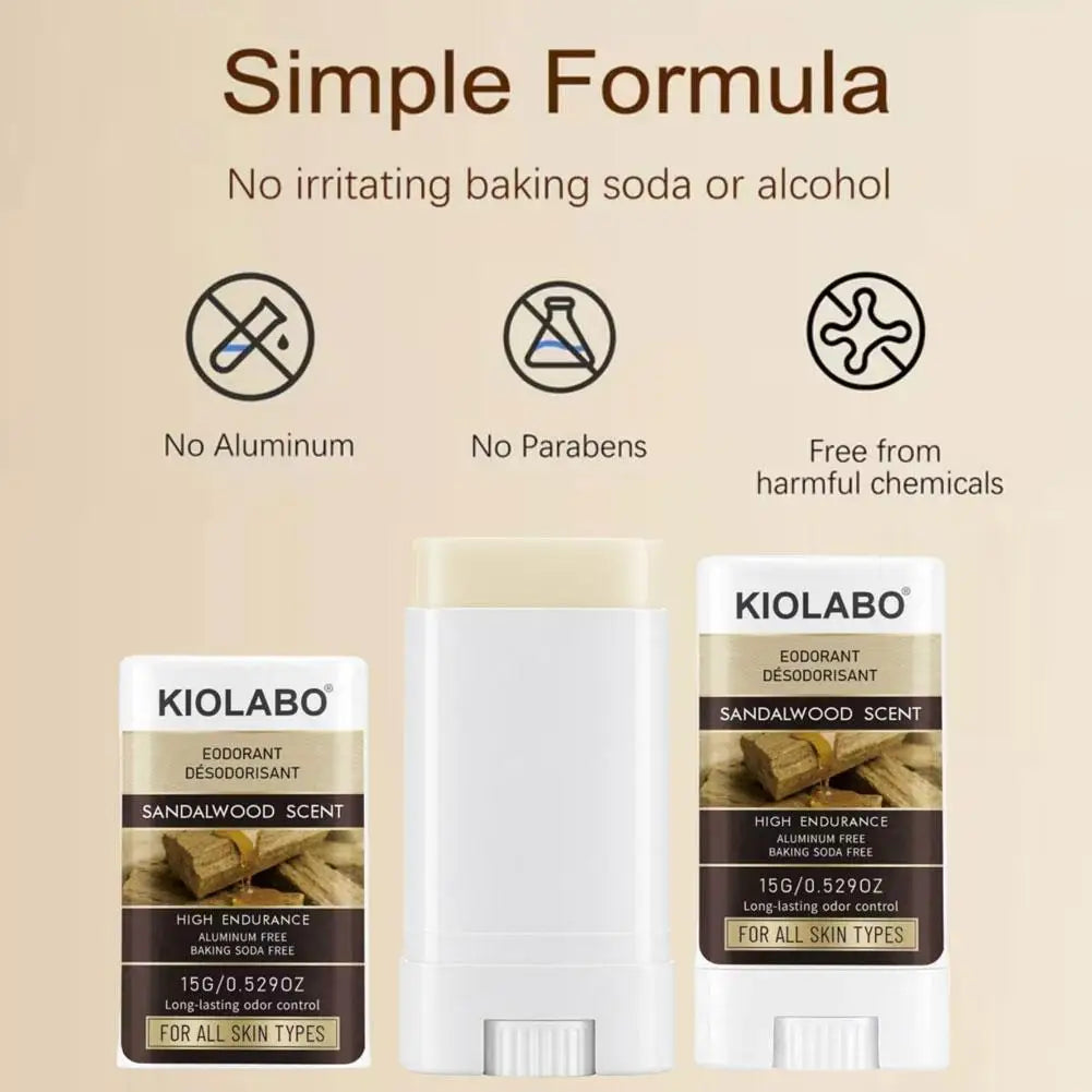 Tidesmit Sandalwood Scent solid deodorant stick provides long-lasting anti-sweat protection and removes armpit odor.