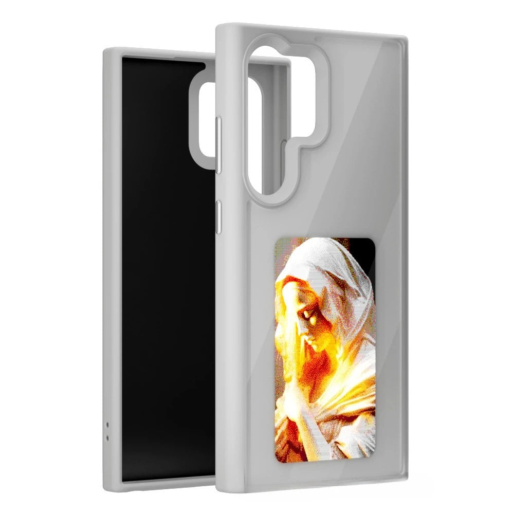 NFC Ink Screen Phone Case for Galaxy S24 Ultra - Slim Shock-Absorbing Cover Grey Tidesmit