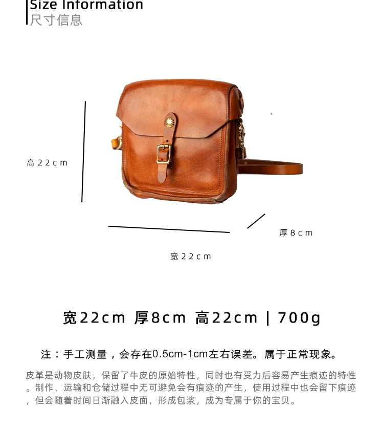 Fashion vintage outdoor daily genuine leather men's small phone shoulder bag designer handmade luxury cow leather crossbody bag
