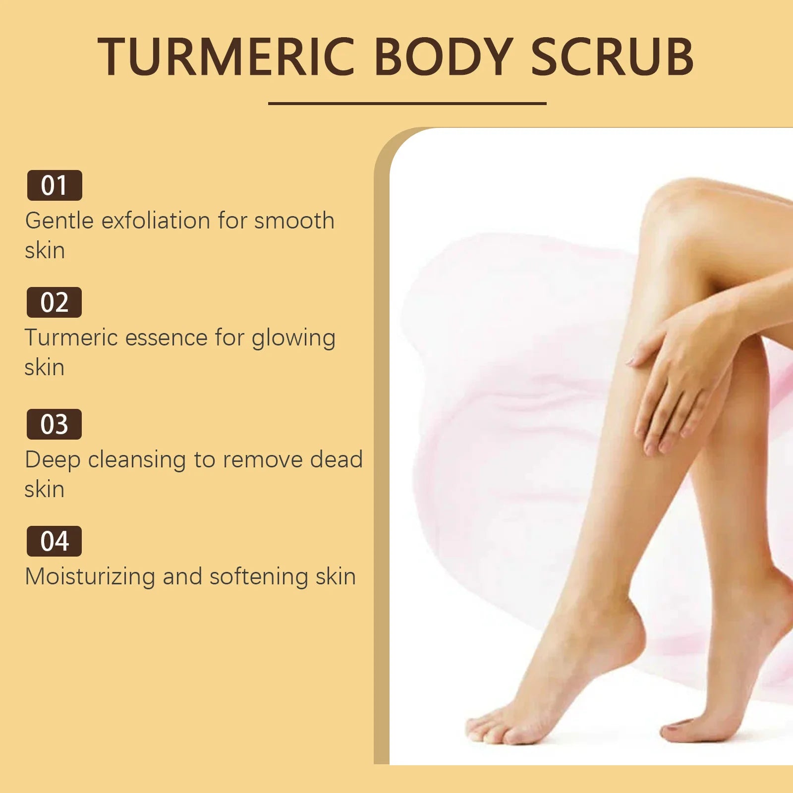 Turmeric Body Scrub for Women Men Lightening Exfoliate Remove Dead Skin Pore Cleansing Dark Inner Moisturising Smooth Skin Care