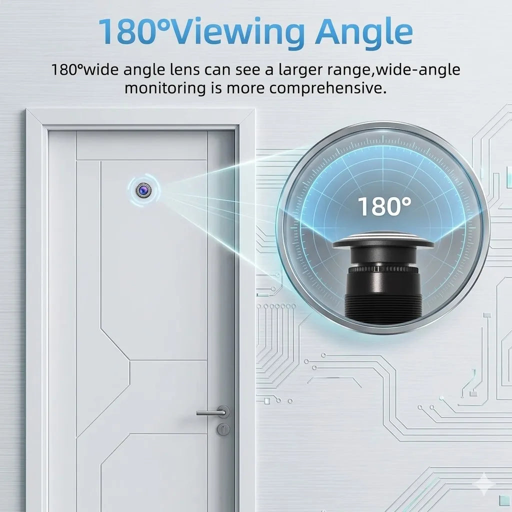 3MP 2K HD 180° Video Doorbell Peephole Camera, Two-Way Audio, Motion Detect, Tuya SmartLife, 2.4G/5G Dual WiFi, EU/US/UK/AU Plug