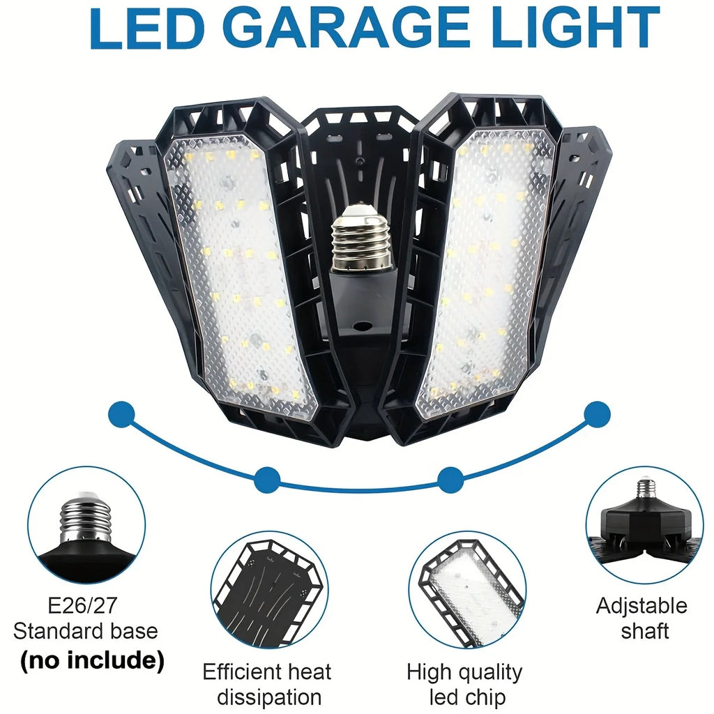 1/2/4PCS LED Garage Lights with 5+1 Adjustable Panels E26/E27 Ceiling Lamp Super Bright LED Shop Light for Industrial Lighting