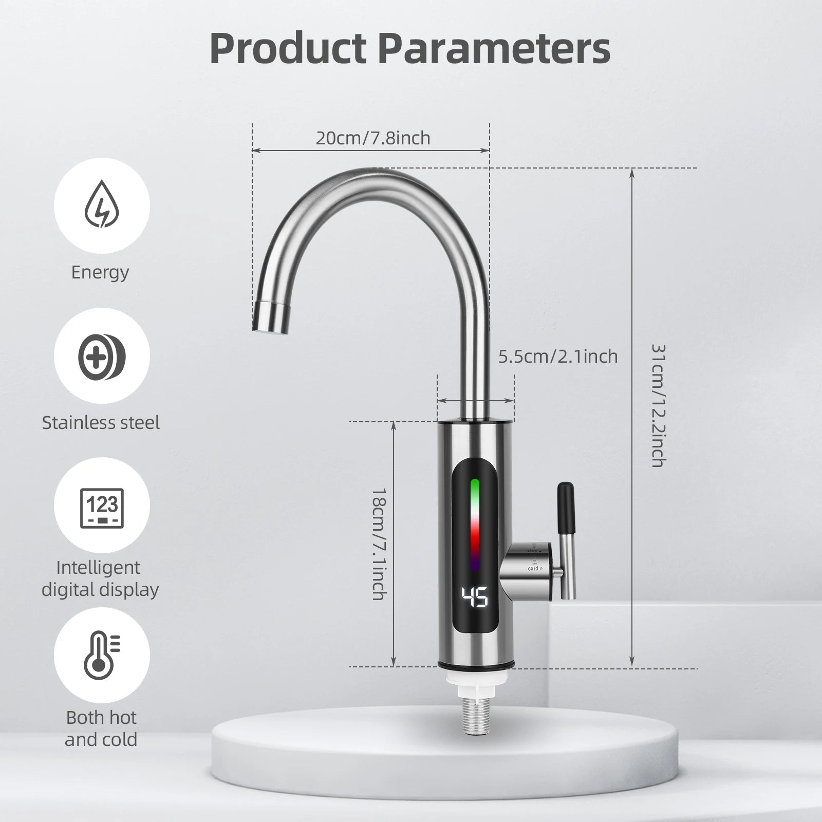 3000W Electric Instant Hot Water Tap Electric Kitchen Water Heater with 360° Rotating Heating Tap for Bathroom Kitchen