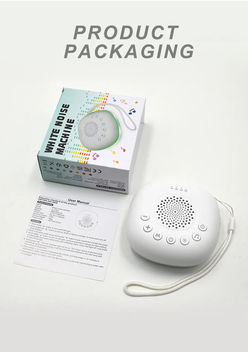6/10/20Songs White Noise Sound Machine Portable Baby SleepMachine Soothing Sounds Volume Adjustable Builtin Rechargeable Battery