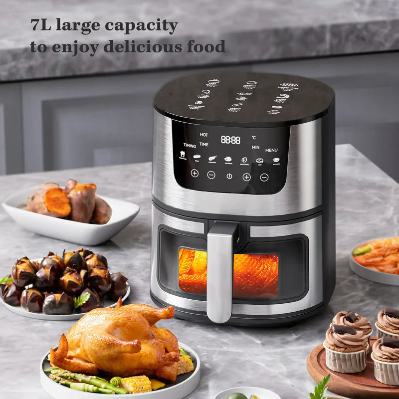 Hot Sales Air Fryer 7L Oil-free Air Fryer 360°Baking Convection Oven Air Fryers For Chicken Wings Fries Chips Healthy Cooker