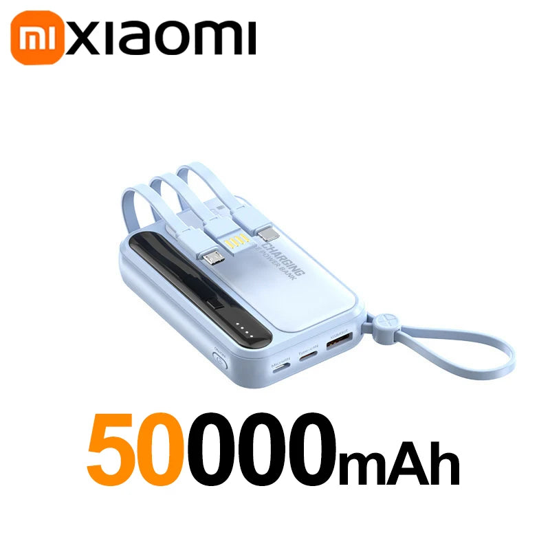 Portable Charger 50000mAh with 4 Built-in Cables | Tidesmit Blue 50000mAh Tidesmit
