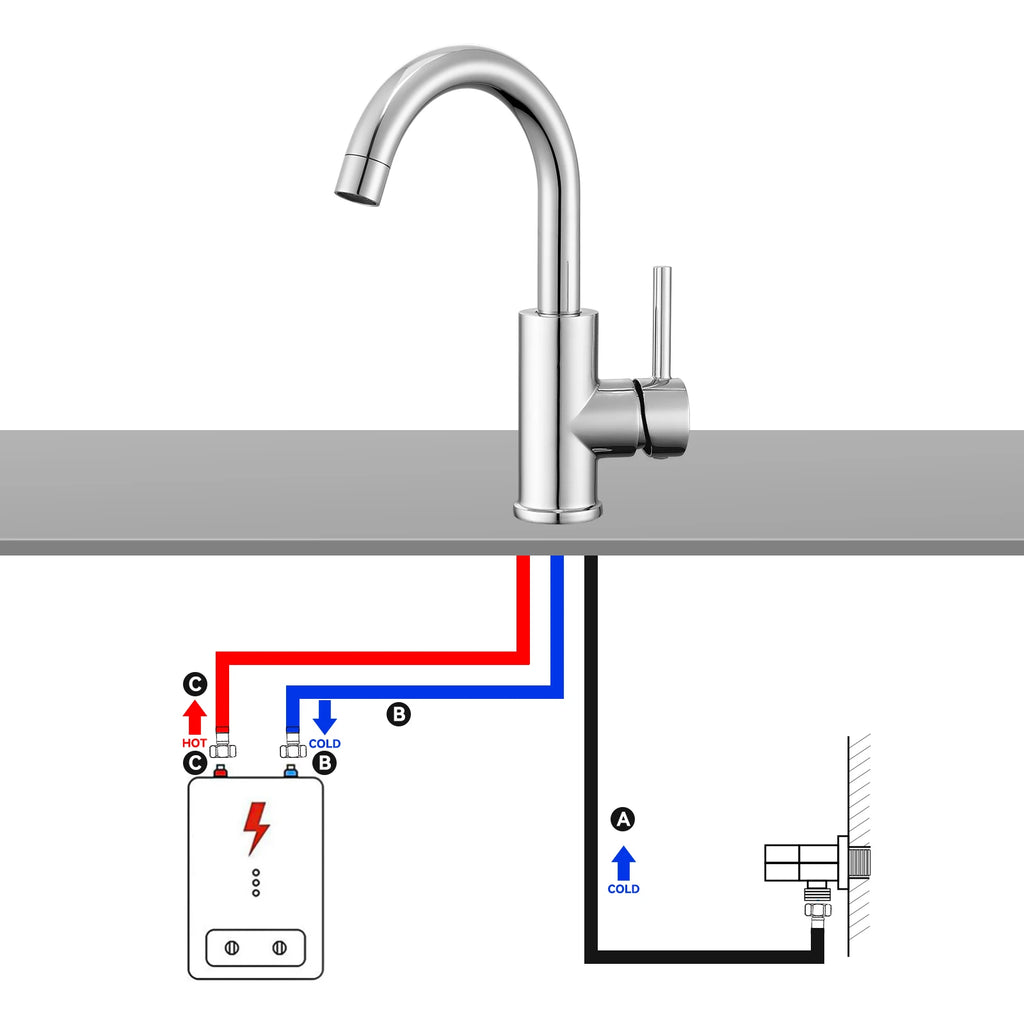 Low-pressure mixer tap – single-handle bathroom mixer tap with a top spout (187 mm) – 360° swivel – for washbasins and small kitchens