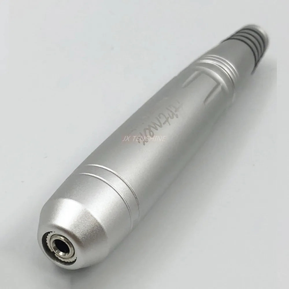 Silver Artmex V8 permanent makeup rotary pen handle for tattoo and MTS machines on white background.