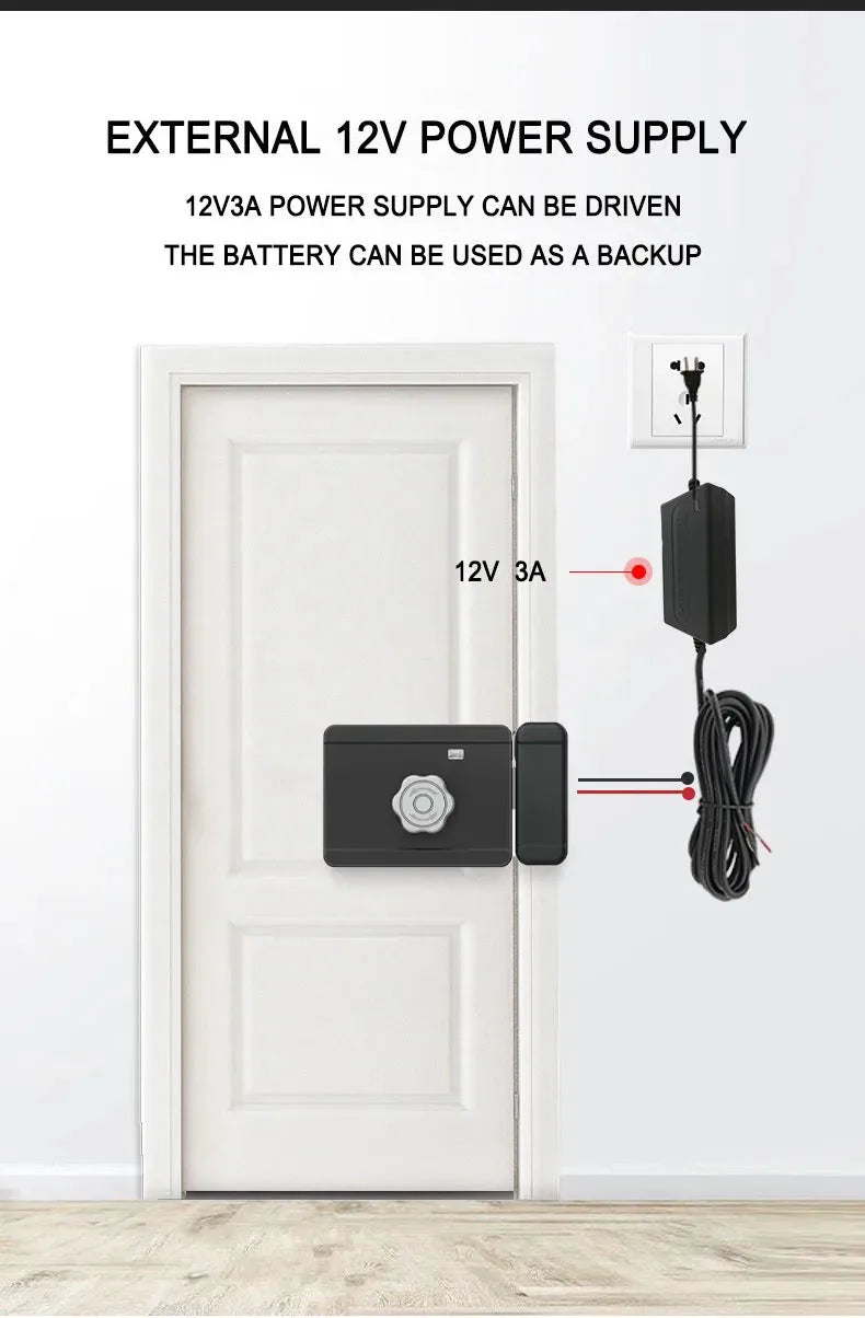 Outdoor Gate Waterproof Smart Tuya Wifi Lock 3D Face Recognition Digital Code Keyless App Remote Biometric Fingerprint Rim Lock