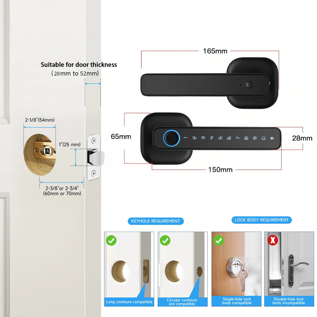 Fingerprint Door Lock: Tuya Bluetooth Smart Entry - M6 Series Tidesmit