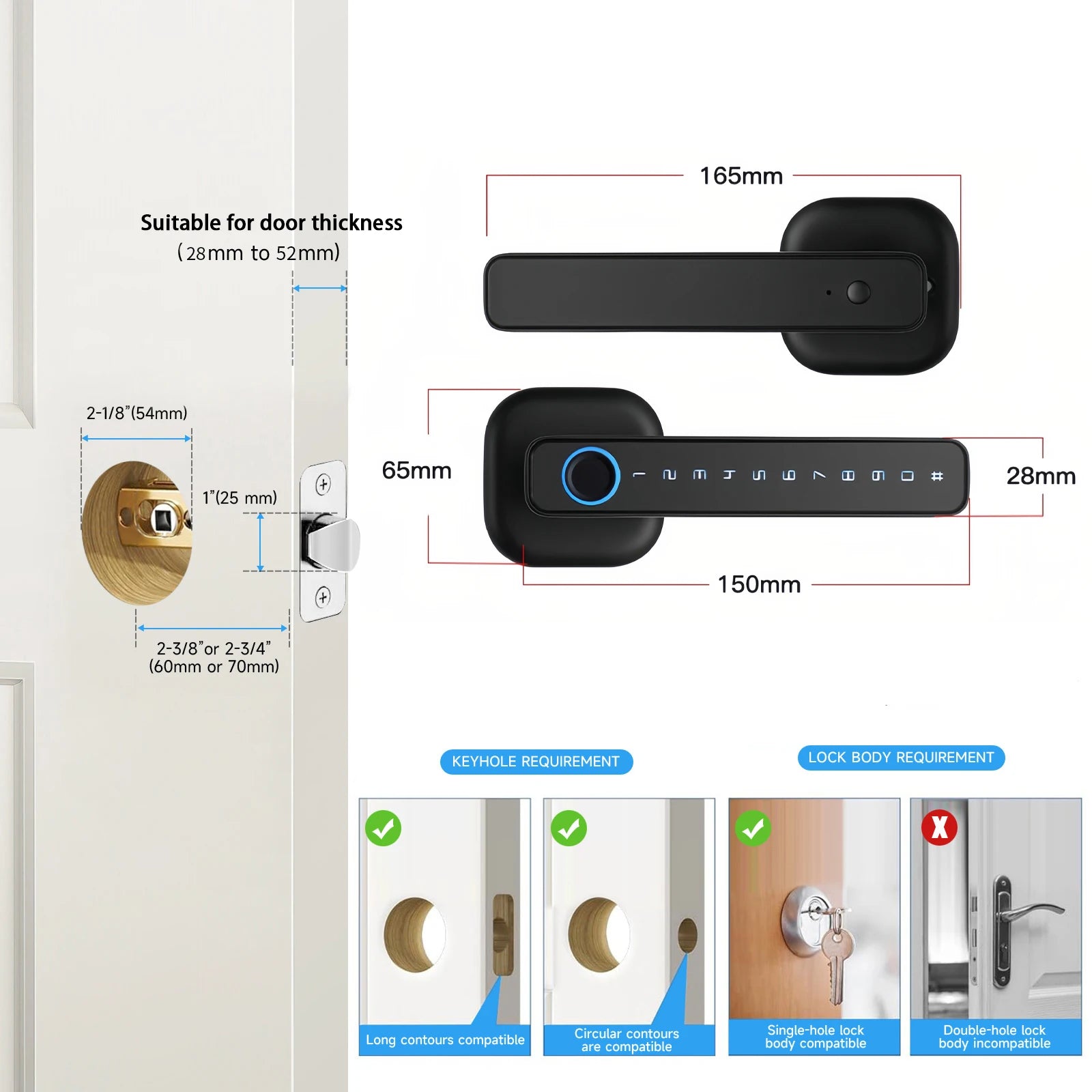 Fingerprint Door Lock: Tuya Bluetooth Smart Entry - M6 Series Tidesmit