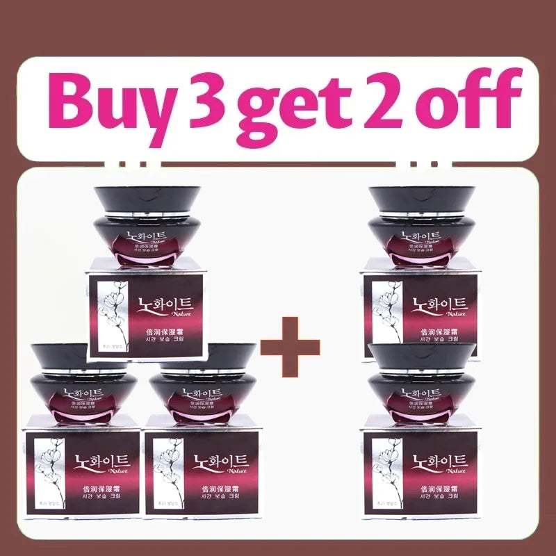 Face cream multipack set with six jars and boxed packaging
