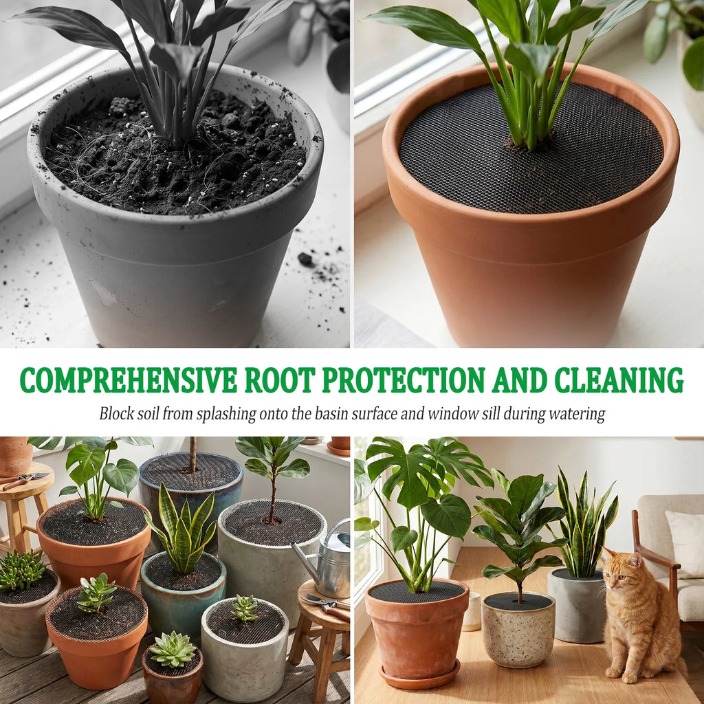 10Pcs Flower Pot Grid 30cm 40cm Planter Pot Soil Protector Cover with 20 Metal Ground Stake Indoor Outdoor Gardening Accessories